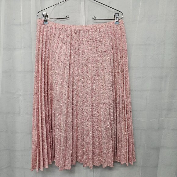 Vintage Leslie Fay Skirt Pleated Pink Twee Coquette Retro L - Picture 9 of 9